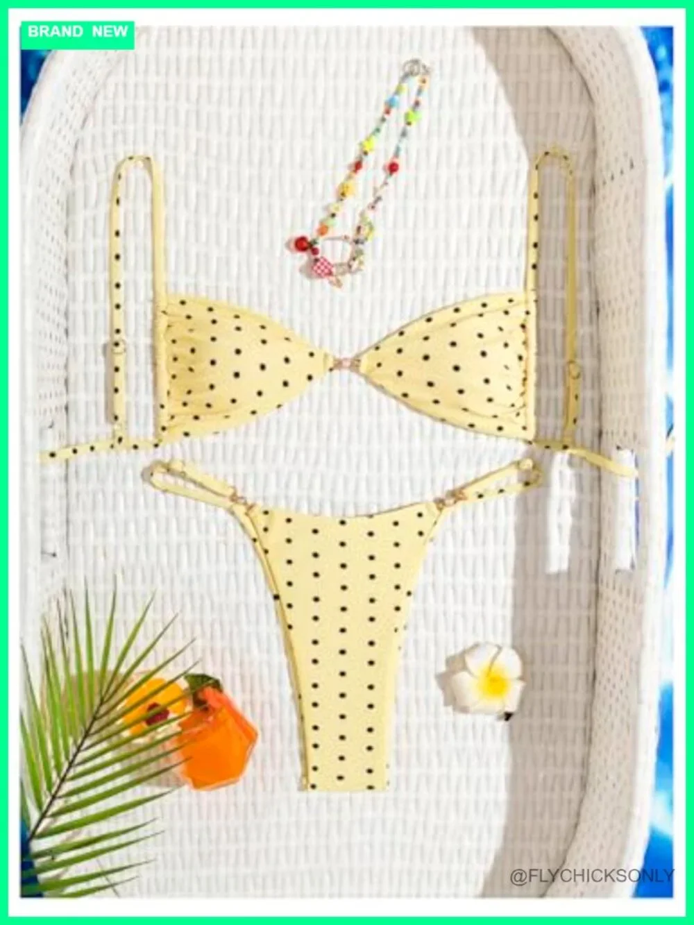Retro Polka Dot Tie Back Bikini Set with Ruched Thong Bottom
